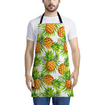 White Tropical Pineapple Pattern Print Apron