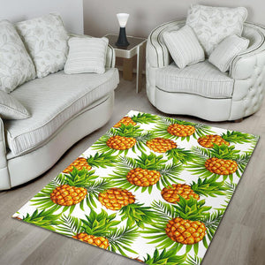 White Tropical Pineapple Pattern Print Area Rug GearFrost