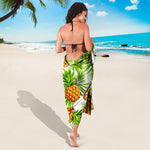 White Tropical Pineapple Pattern Print Beach Sarong Wrap