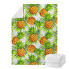 White Tropical Pineapple Pattern Print Blanket