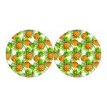 White Tropical Pineapple Pattern Print Car Coasters