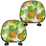 White Tropical Pineapple Pattern Print Car Headrest Covers