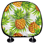 White Tropical Pineapple Pattern Print Car Headrest Covers
