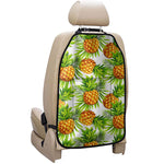 White Tropical Pineapple Pattern Print Car Seat Organizers