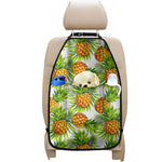 White Tropical Pineapple Pattern Print Car Seat Organizers