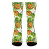 White Tropical Pineapple Pattern Print Crew Socks