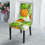 White Tropical Pineapple Pattern Print Dining Chair Slipcover