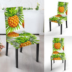 White Tropical Pineapple Pattern Print Dining Chair Slipcover