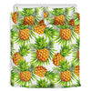 White Tropical Pineapple Pattern Print Duvet Cover Bedding Set