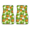 White Tropical Pineapple Pattern Print Front Car Floor Mats