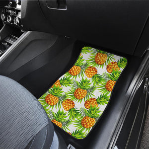 White Tropical Pineapple Pattern Print Front Car Floor Mats