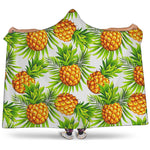 White Tropical Pineapple Pattern Print Hooded Blanket