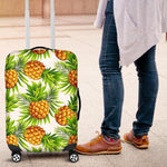 White Tropical Pineapple Pattern Print Luggage Cover GearFrost