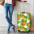 White Tropical Pineapple Pattern Print Luggage Cover