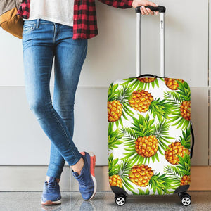 White Tropical Pineapple Pattern Print Luggage Cover GearFrost