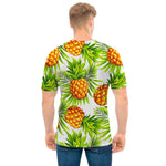 White Tropical Pineapple Pattern Print Men's T-Shirt
