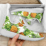 White Tropical Pineapple Pattern Print Mesh Knit Shoes GearFrost