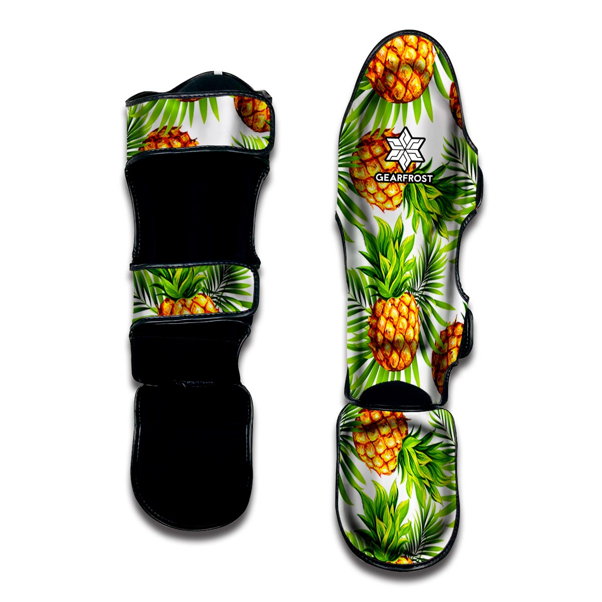 White Tropical Pineapple Pattern Print Muay Thai Shin Guard