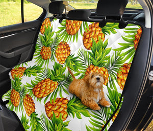 White Tropical Pineapple Pattern Print Pet Car Back Seat Cover