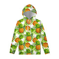White Tropical Pineapple Pattern Print Pullover Hoodie
