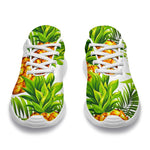 White Tropical Pineapple Pattern Print Sport Shoes GearFrost