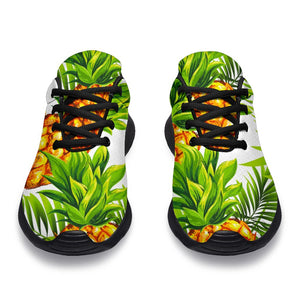 White Tropical Pineapple Pattern Print Sport Shoes GearFrost