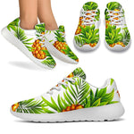 White Tropical Pineapple Pattern Print Sport Shoes GearFrost