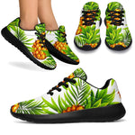 White Tropical Pineapple Pattern Print Sport Shoes GearFrost