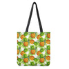 White Tropical Pineapple Pattern Print Tote Bag