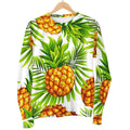 White Tropical Pineapple Pattern Print Women's Crewneck Sweatshirt