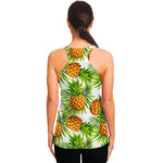 White Tropical Pineapple Pattern Print Women's Racerback Tank Top