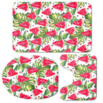 White Tropical Watermelon Pattern Print 3 Piece Bath Mat Set