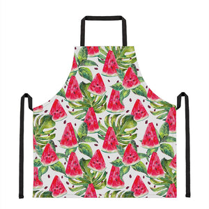 White Tropical Watermelon Pattern Print Apron