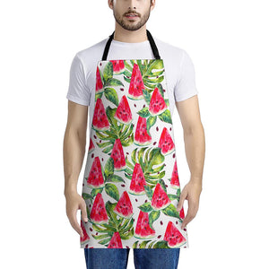 White Tropical Watermelon Pattern Print Apron