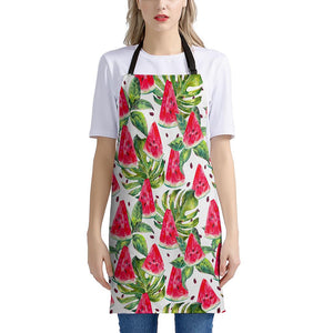 White Tropical Watermelon Pattern Print Apron