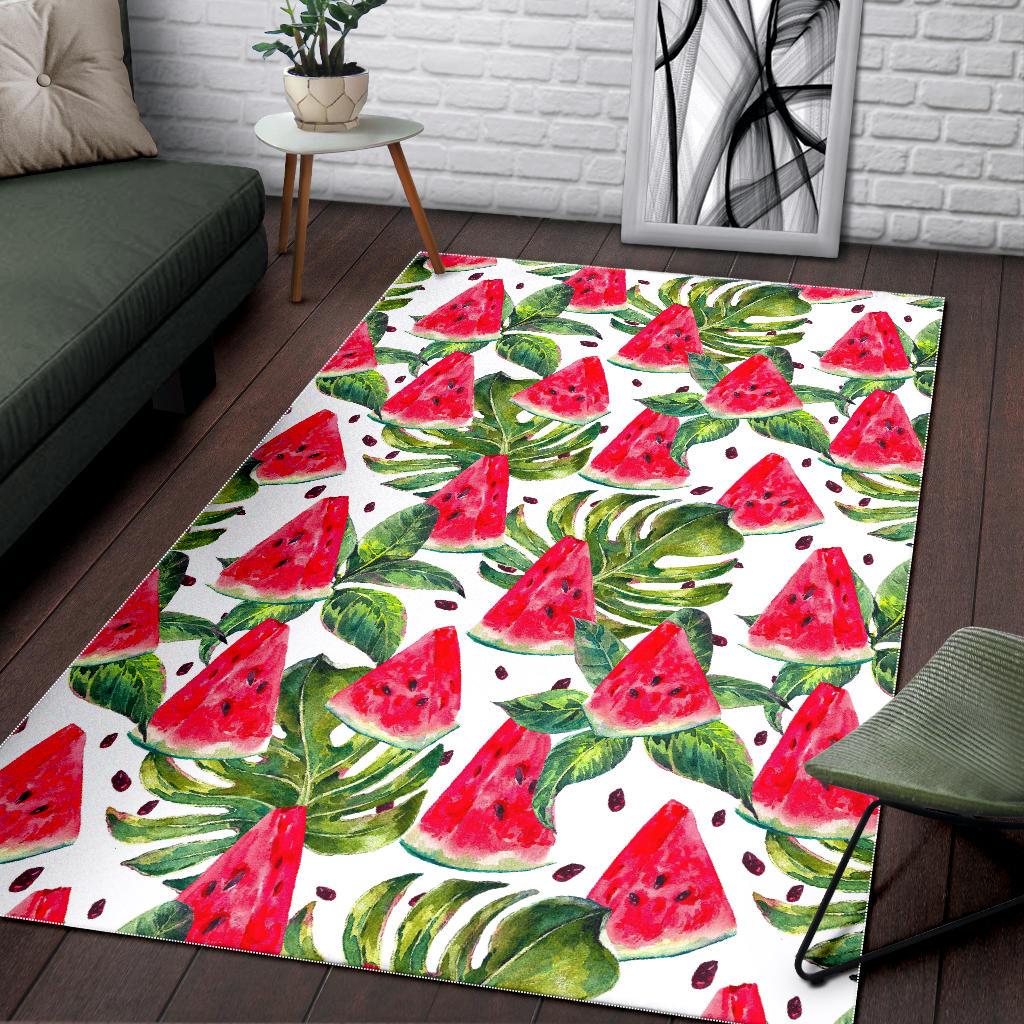 White Tropical Watermelon Pattern Print Area Rug GearFrost