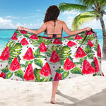 White Tropical Watermelon Pattern Print Beach Sarong Wrap
