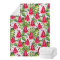 White Tropical Watermelon Pattern Print Blanket