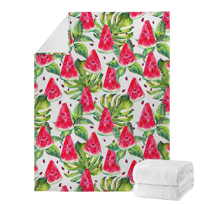 White Tropical Watermelon Pattern Print Blanket