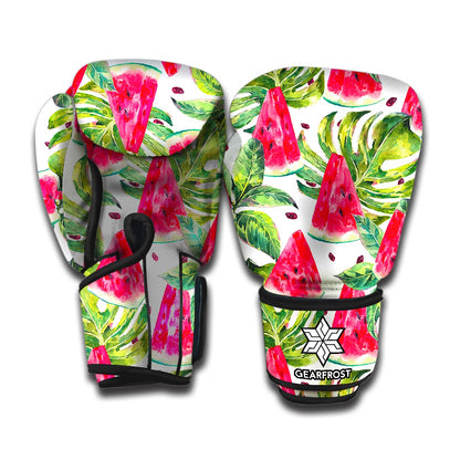 White Tropical Watermelon Pattern Print Boxing Gloves