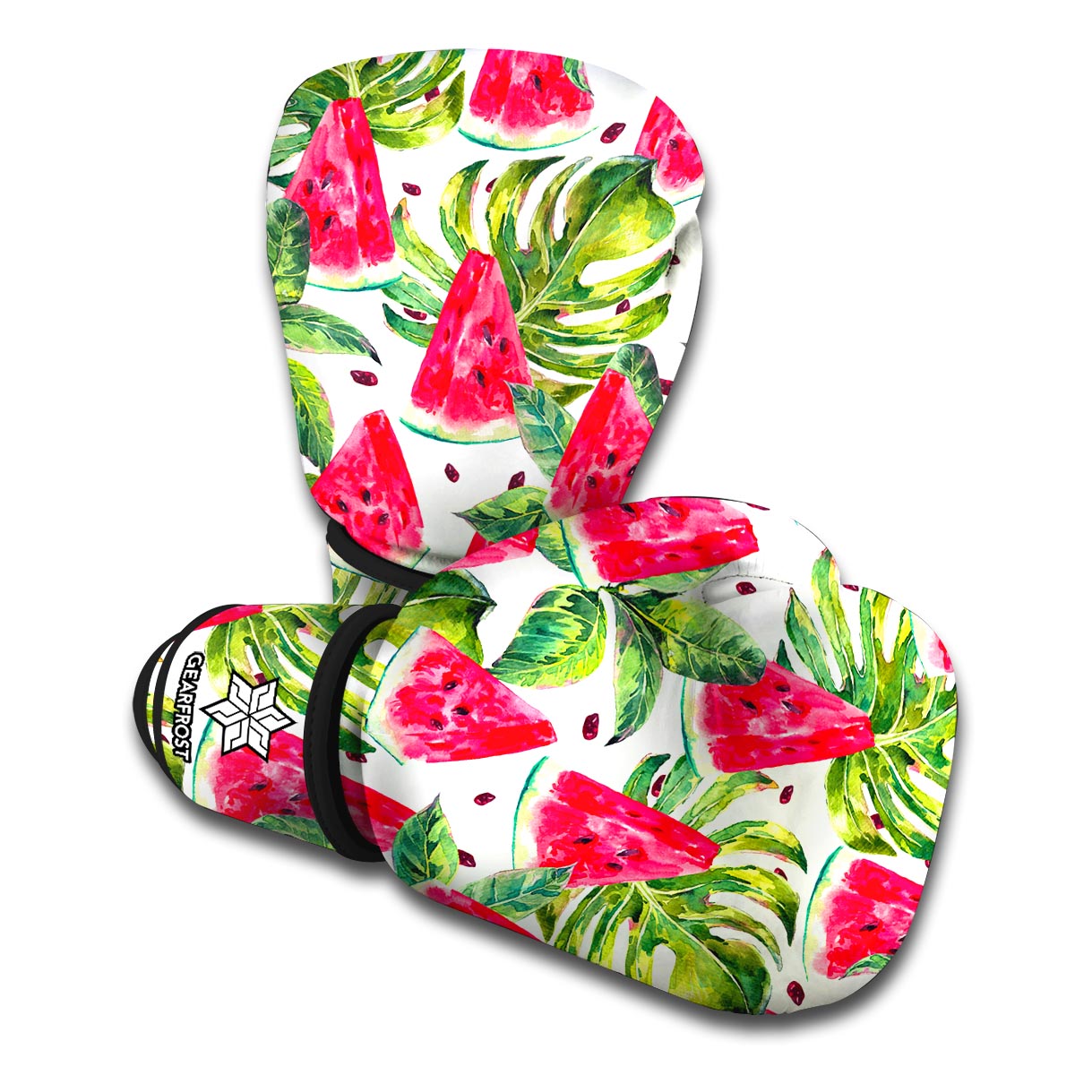White Tropical Watermelon Pattern Print Boxing Gloves