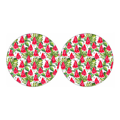 White Tropical Watermelon Pattern Print Car Coasters