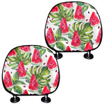 White Tropical Watermelon Pattern Print Car Headrest Covers