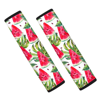 White Tropical Watermelon Pattern Print Car Seat Belt Covers
