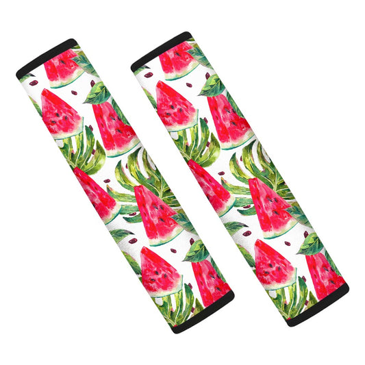 White Tropical Watermelon Pattern Print Car Seat Belt Covers