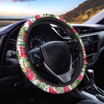 White Tropical Watermelon Pattern Print Car Steering Wheel Cover