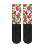 White Tropical Watermelon Pattern Print Crew Socks