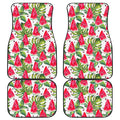 White Tropical Watermelon Pattern Print Front and Back Car Floor Mats