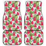 White Tropical Watermelon Pattern Print Front and Back Car Floor Mats