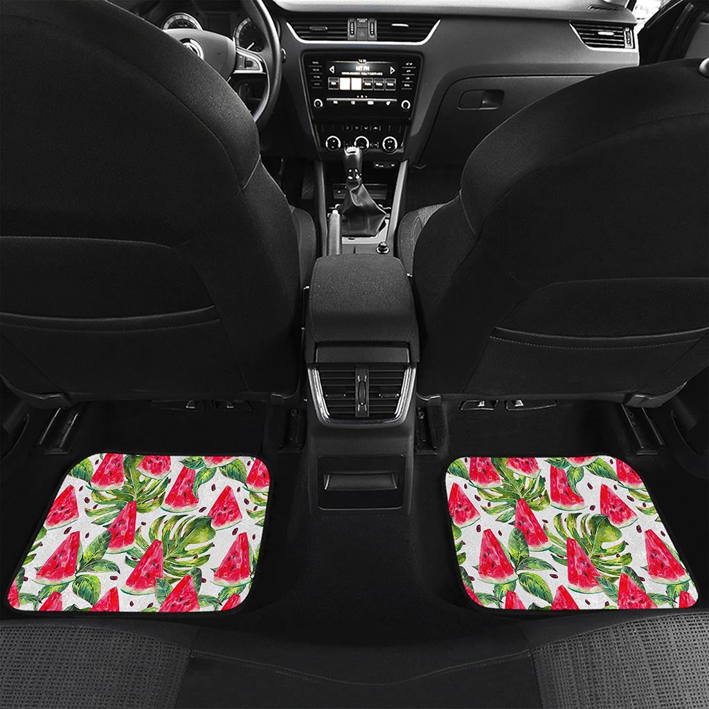 White Tropical Watermelon Pattern Print Front and Back Car Floor Mats